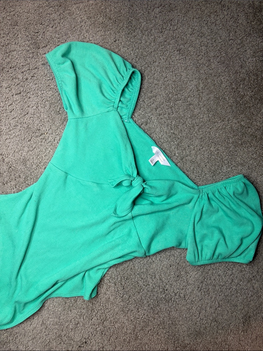 NWOT LC Lauren Conrad Mint Green Ribbed Tie-Front Bodysuit